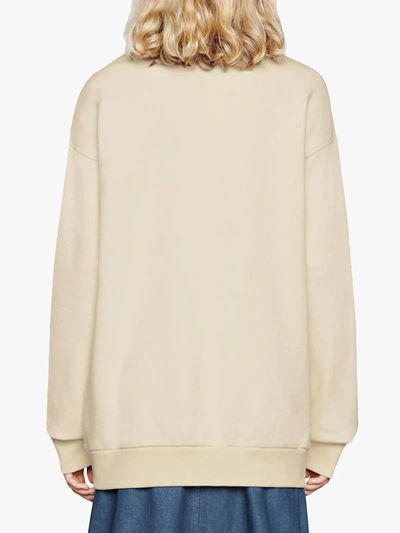 Shop Gucci Logo Printed Sweatshirt In White