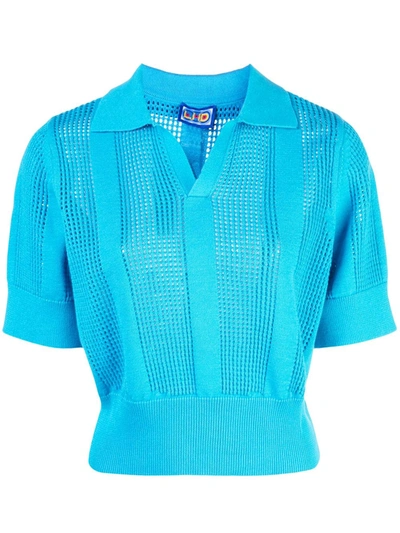 Shop Lhd Perforated Polo Shirt In Blue