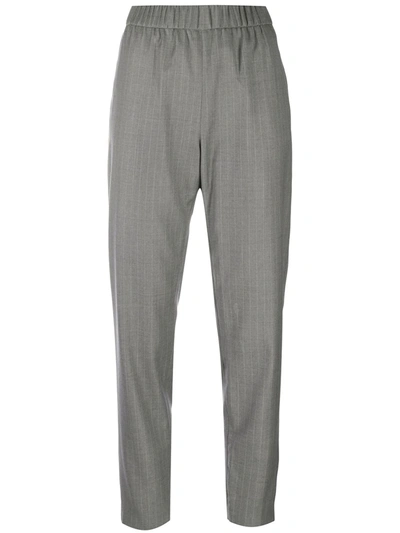 Shop Fabiana Filippi Pinstriped Tapered Trousers In Grey
