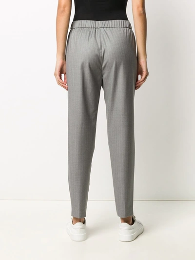 Shop Fabiana Filippi Pinstriped Tapered Trousers In Grey