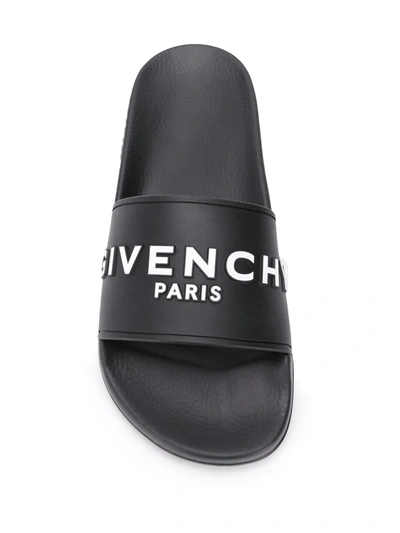 Shop Givenchy Raised Logo Slides In Black