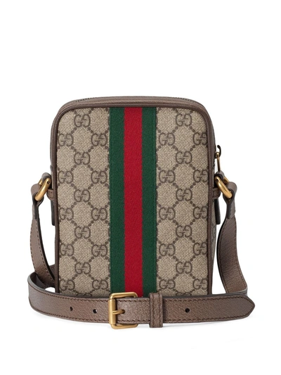 Shop Gucci Ophidia Gg Canvas Messenger Bag In Brown