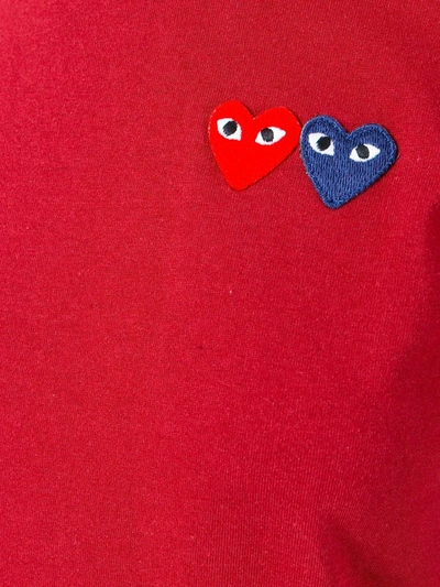 Shop Comme Des Garçons Play Slim-fit Heart Patch T-shirt In Red