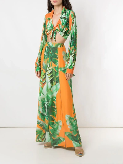 Amir Slama Printed Crop Top In Orange