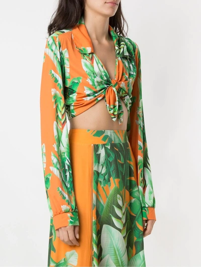 Shop Amir Slama Printed Crop Top In Orange