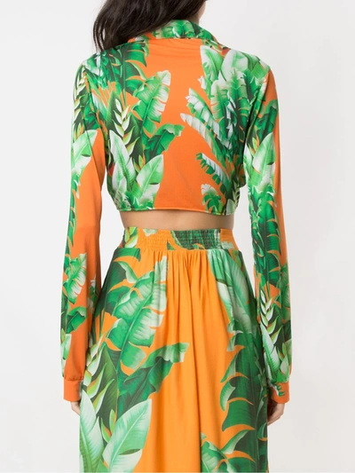 Shop Amir Slama Printed Crop Top In Orange