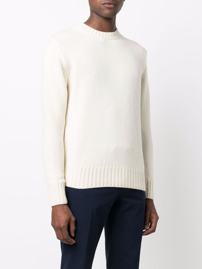 Shop Cruciani Knitted Wool-cashmere Jumper In Weiss
