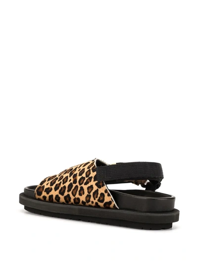 Shop Sacai Leopard Print Sandals In Black