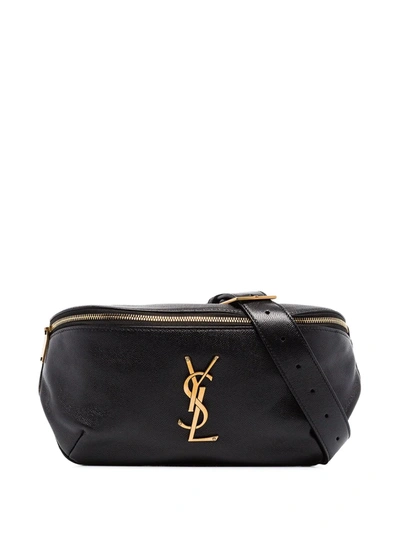 Shop Saint Laurent Monogram Belt Bag In Black