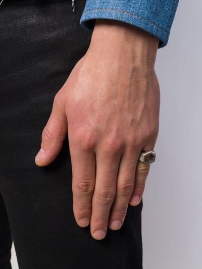 M Cohen Open Hexagonal Ring In Silver