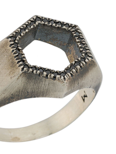M Cohen Open Hexagonal Ring In Silver