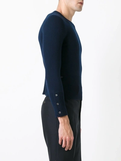 Shop Thom Browne 4-bar Short Cashmere Pullover In Blue