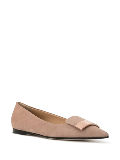 Shop Sergio Rossi Patent-trimmed Ballerina Flats In Pink