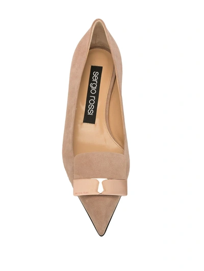 Shop Sergio Rossi Patent-trimmed Ballerina Flats In Pink