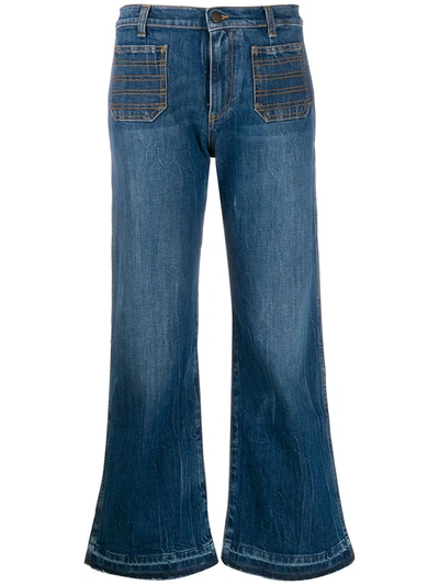 Shop Philosophy Di Lorenzo Serafini Cropped Flare Jeans In Blue