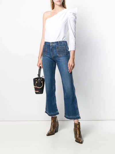 Shop Philosophy Di Lorenzo Serafini Cropped Flare Jeans In Blue