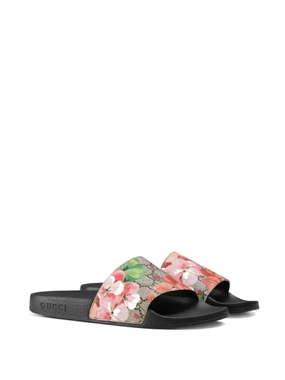 Shop Gucci Gg Blooms Supreme Slide Sandals In Black