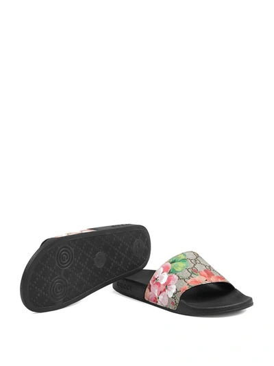 Shop Gucci Gg Blooms Supreme-canvas Slides In Black