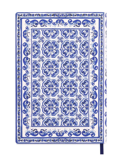 Dolce & Gabbana Medium Mediterraneo-print Ruled Notebook In Blau