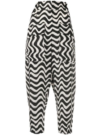 Shop Stella Mccartney Wave-print Cropped Trousers In Black