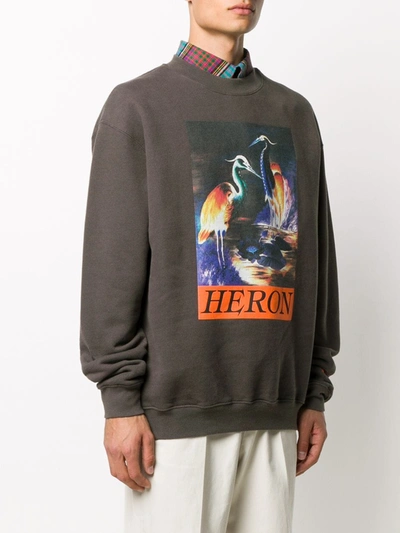 Shop Heron Preston Graphic Print Cotton Sweatshirt In Brown