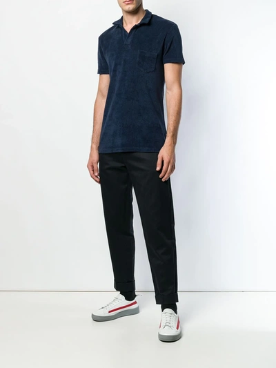 Orlebar Brown Towelling Resort Polo Shirt In Blue