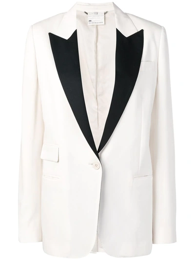 Shop Stella Mccartney Contrast Lapel Tuxedo Jacket In Neutrals