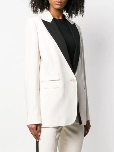Shop Stella Mccartney Contrast Lapel Tuxedo Jacket In Neutrals