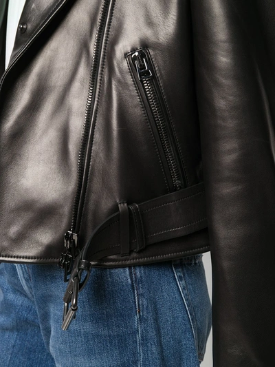 Shop Tom Ford Removable Shearling Collar Biker Jacket In Black