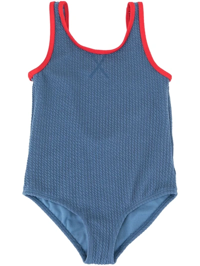 Shop Duskii Girl Zoe Textured Swimsuit In Blue