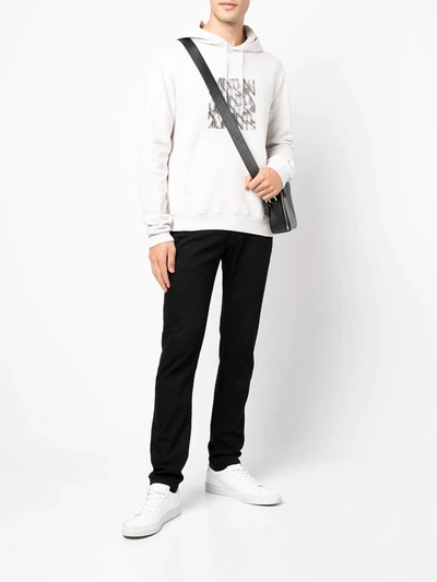 Saint Laurent Optical Illusion-print Relaxed Hoodie In Grey