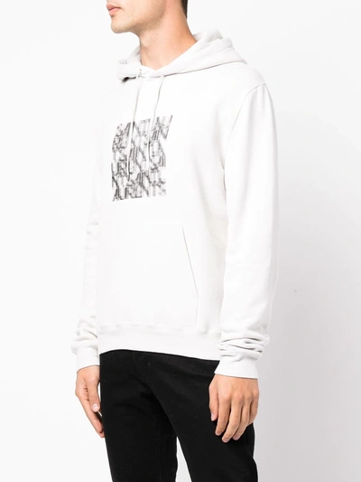 Shop Saint Laurent Optical Illusion-print Relaxed Hoodie In Grey