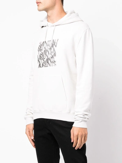 Saint Laurent Optical Illusion-print Relaxed Hoodie In Grey