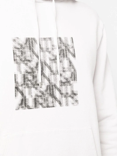 Shop Saint Laurent Optical Illusion-print Relaxed Hoodie In Grey