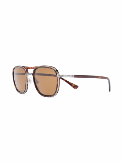 Shop Persol Pilot-frame Sunglasses In Brown
