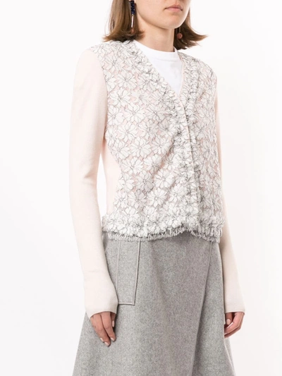 Shop Onefifteen Long-sleeved Lace Cardigan In Pink