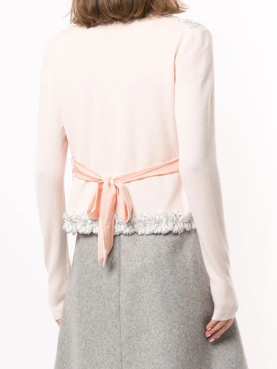 Shop Onefifteen Long-sleeved Lace Cardigan In Pink