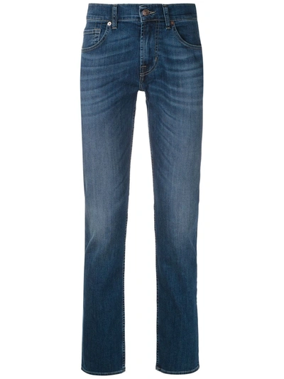 Shop 7 For All Mankind Slimmy Ny Straight Jeans In Blue