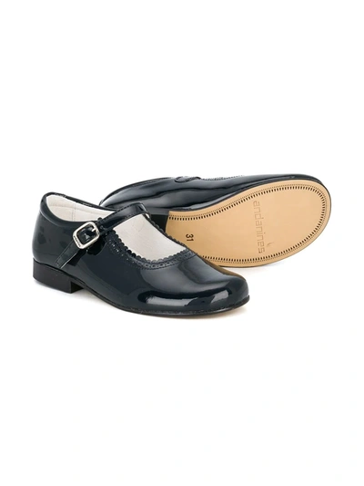 Shop Andanines Shoes Scalloped Detail Ballerinas In Blue
