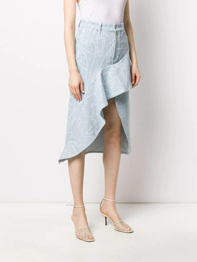 Shop Off-white Asymetrical Denim Skirt In Blue