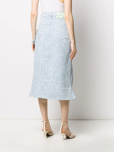 Shop Off-white Asymetrical Denim Skirt In Blue