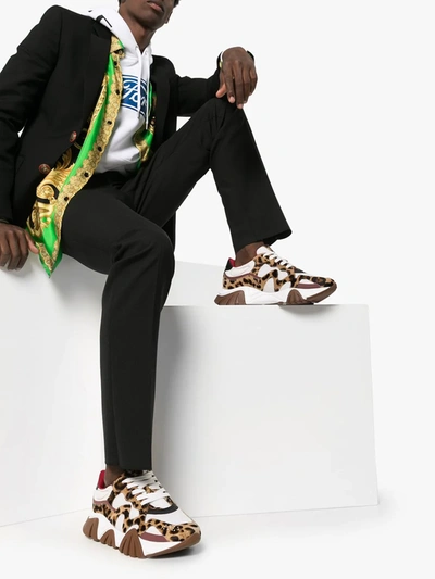 Shop Versace Leopard-print Sneakers In White