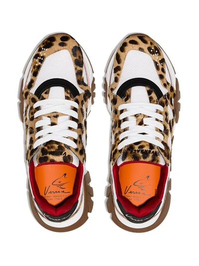 Shop Versace Leopard-print Sneakers In White