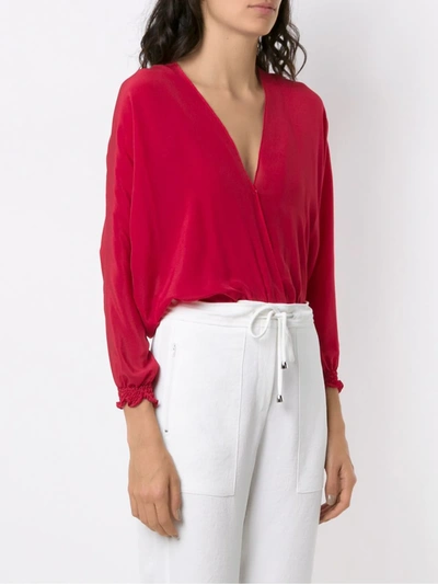 Shop Brigitte Silk Bodysuit In Red