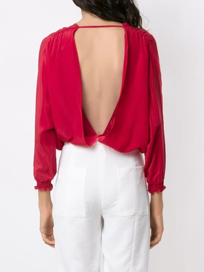 Shop Brigitte Silk Bodysuit In Red