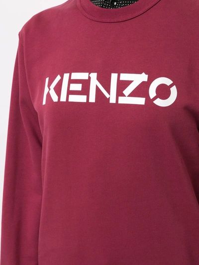 Shop Kenzo Logo Print Crew Neck Sweatshirt In Red