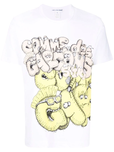 Comme Des Garçons Shirt X Kaws Logo-print Cotton-jersey T-shirt 
