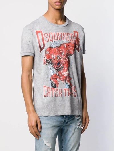 Shop Dsquared2 Caten Twins Logo Print T-shirt In Grey