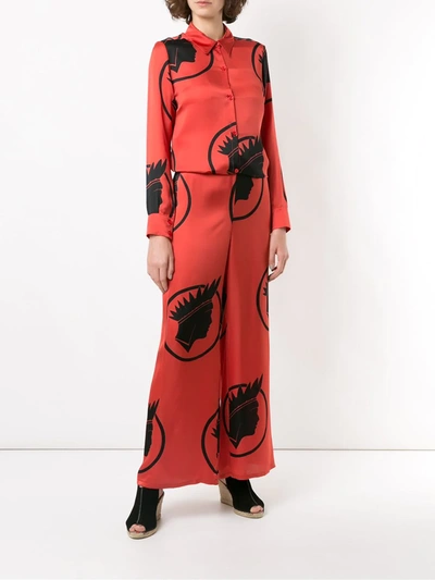 Shop Amir Slama Silk Índio Wide Leg Trousers In Red