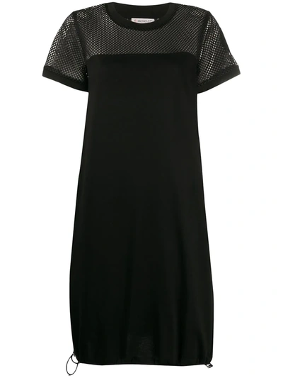 Shop Moncler Mesh Panel T-shirt Dress In Black